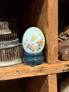 Vintage Avon Patchwork Empty Egg with Stand